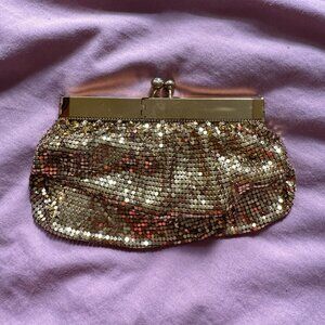 Vintage 1950s Duramesh Fifth Avenue Gold Mesh Rhinestone Clutch